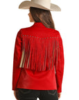 Red Suede Fringe Jacket - BW92D03030