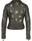 Christy Leather Jacket- Reg Fit- Olive Snake-