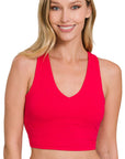 V-Neck V-Back Crop Top- Ruby