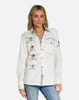 Torry Soul Skull Boyfriend Shirt- White-