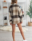 Fleece Flannel Shacket with Tan Buttons