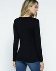 Bejeweled V-Neck Long Sleeve - Black