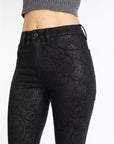 Paisley Leather Look Black Skinny