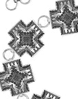 Aztec Cross Concho Belt- L/XL- Silver