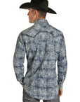 Denim Plaid Print Long Sleeve