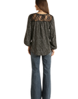 Snake Print Long Sleeve with Tie Detail-