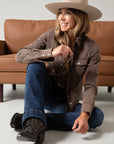 Kaycee Denim Top- Brown-