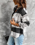 Fleece Flannel Shacket with Tan Buttons
