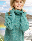 Lizzy Turtleneck Slouchy Sweater- Mermaid-