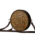 Magnolia Morn Hand-Tooled Round Bag