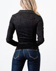 Zip-Up Pocket Suede Shirt- L3683- Black
