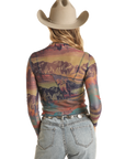 Western Scene Mesh Top