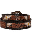 Checkered Handtooled Belt- S-4059-