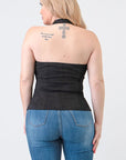 Zip Halter with Lace Detail