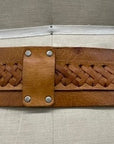Handmade Fringe Tie Leather Accent Belt- B410- Brown