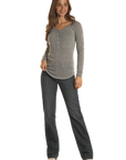 Long Sleeve Henley- Grey-