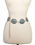 Oval Classic Concho Belt- Silver/Turquoise-