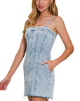 Light Wash Denim Cami Dress with Pockets- DTS-1930A5