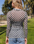 Sheer Checkered Button Up