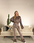Velvet Lounge Pants- RAWB78R0MP- Rose Taupe-