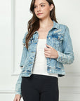 Medium Wash Classic Distressed Jacket - VJ52930