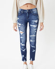 KanCan- MidRise- Distressed Skinny Dark- KC6365D