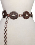 Oval Etched Concho Belt- Copper/White- S/M