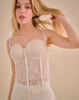 Lace Bustier Top- White-