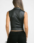 Leather Zip-Up Tank- L4028- Black -