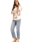 Lightweight Waffle Hoodie- Cream Embroidered - LW94T04624