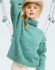 Lizzy Turtleneck Slouchy Sweater- Mermaid-