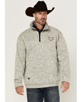 Quarter Zip Skull Fleece- Oatmeal- 173232-
