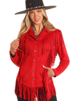Western Microsuede Jacket- Red- DW93C04158-