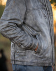 Rifleman Leather Jacket- Stonewash- STS5485
