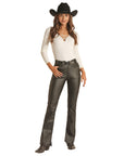 Black Pleather High-Rise Bootcut