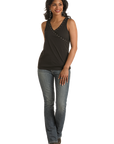 Studded Surplice Tank- LW20T03414 - Black -