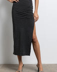 Embellished Midi Skirt with Slit