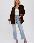 Corduroy Sherpa-Lined Shacket- Chocolate
