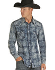 Denim Plaid Print Long Sleeve
