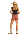 Dusty Pink Ribbed Shorts