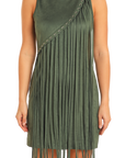 Asymmetrical Fringe Dress- Green- BWD0R04565-