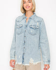 Distressed Denim Shirt - RDJ1137- Light
