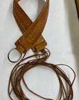 Handmade Fringe Tie Leather Accent Belt- B410- Brown