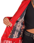 Western Microsuede Jacket- Red- DW93C04158-