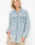 Distressed Denim Shirt - RDJ1137- Light