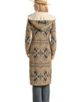 Aztec Print Wool Long Jacket