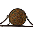Magnolia Morn Hand-Tooled Round Bag