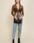 Sheer Cheetah Tie Front Top