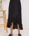 Black Satin HighLow Wrap Skirt