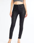 Paisley Leather Look Black Skinny